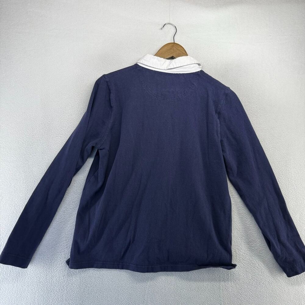 Crown Ivy Rugby Shirt Women's Large Blue Navy Solid Blank Preppy Ivy League - Picture 7 of 9